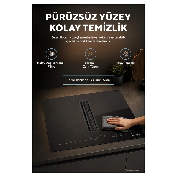 Kumtel Hflow-6074 Davlumbaz Entegreli İndüksiyonlu Ankastre Ocak - Görsel 6