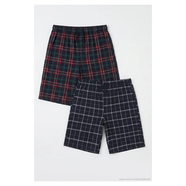 Buratti Pamuklu Regular Fit Bağlamalı Cepli 2'li Pijama Paket Şort Erkek Şort 6574004s2 Lacivert-Siyah-Bordo - Görsel 7