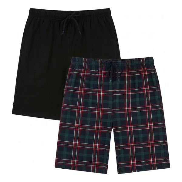Buratti Pamuklu Regular Fit Bağlamalı Cepli 2'li Pijama Paket Şort Erkek Şort 6574004s2 Lacivert-Siyah-Bordo - Görsel 4