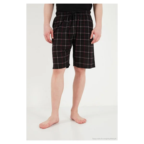 Buratti Pamuklu Regular Fit Bağlamalı Cepli 2'li Pijama Paket Şort Erkek Şort 6574004s2 Lacivert-Siyah-Bordo - Görsel 3