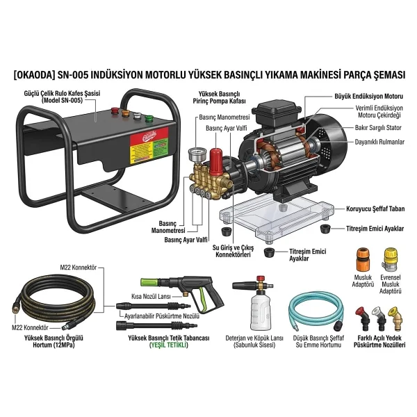 Okaoda Sn005 180 Bar Basınçlı Yıkama Makinesi - Görsel 2