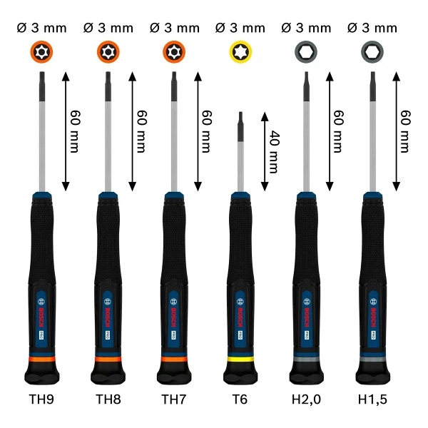 Bosch Profesyonel Hassas Tornavida Seti (Tx/Th/H), 6 Parça Klemens Tornavida - Görsel 3