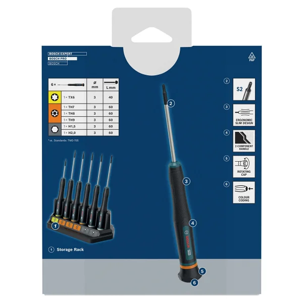 Bosch Profesyonel Hassas Tornavida Seti (Tx/Th/H), 6 Parça Klemens Tornavida - Görsel 2