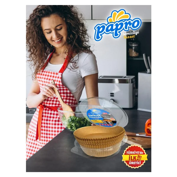 Papro Airfryer Pişirme Kağıdı, Fritöz Yağlı Kağıdı, Yanmaz Kağıt XXL Uyumlu 50 Adet (Kare) (1, Kare Büyük Boy 20x20) - Görsel 4