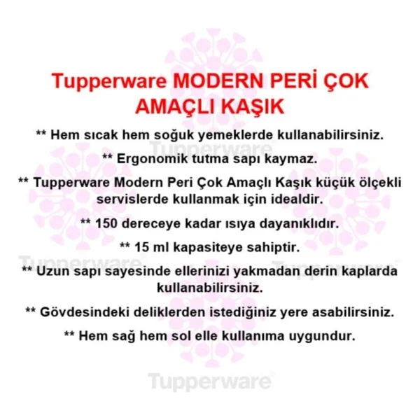 Tupperware Modern Peri Çok Amaçlı Kaşık Mavi Servis Kaşığı Hsgl - Görsel 8