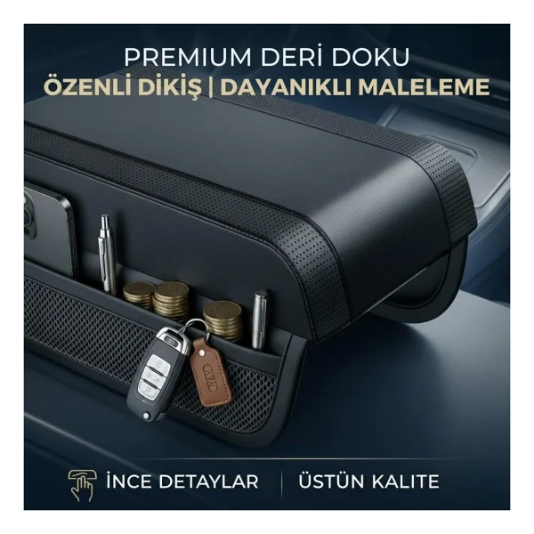 Coofbe Premıum Yumuşak 2 Yan Cüzdanlı Araç Kol Dayama Padi. Kol Dayama Yastığı Araç İçi Organizer Kol Dayama - Görsel 4