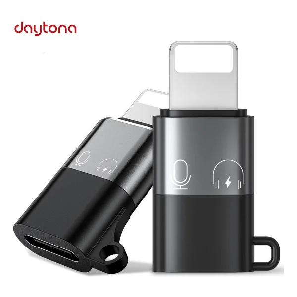 Daytona Cl2 Lightning USB C Şarj Ve Data Aktarım Destekli Kulaklık Adaptörü Dönüştürücü, 2 Adet Aux Ses Adaptörü Konektörü Dongle/Lightning Erkek - USB C Dişi - Görsel 2