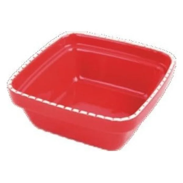 Pawise Dog Square Ceramic Bowl 550 Ml -Red - Görsel 2