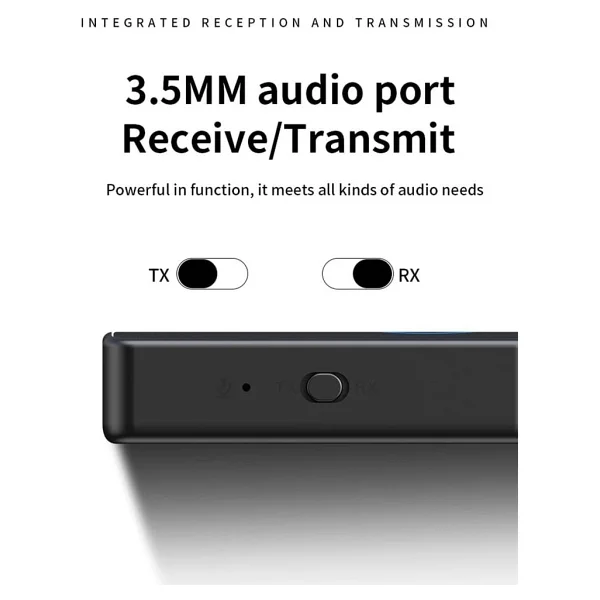 Coverzone Bluetooth 5.4 Ses Alıcı & Verici - 2'si 1 Arada Aux Adaptör, 3.5mm Jak, USB-C Şarj, 15m Kablosuz Menzil, 180mah Batarya, Araç & Ev Hoparlör İçin Kablosuz Müzik Adaptörü M30 - Görsel 4