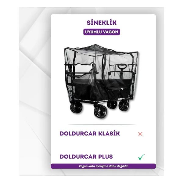 Doldurcar Sineklik - Katlanabilir Vagon Arabası İçin Tak-Çıkar Sinek Koruma Filesi Nefes Alabilir & Hafif Tasarım Seyahat Ve Açık Alan Kullanımı İçin Uygun - Görsel 2
