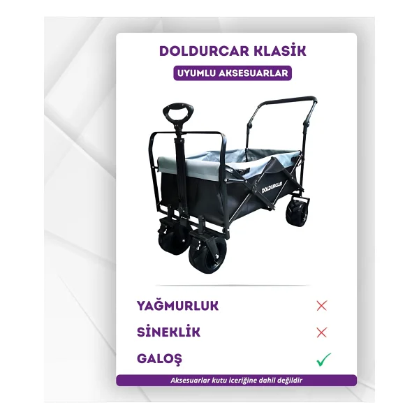 Doldurcar Katlanabilir Vagon Büyük Tekerlekli Plaj Ve Kamp Arabası Çocuk Ve Yük Taşıma İçin Katlanabilir Alışveriş Arabası Bahçe, Seyahat Ve Alışveriş İçin Hafif Taşıma Arabası. - Görsel 2