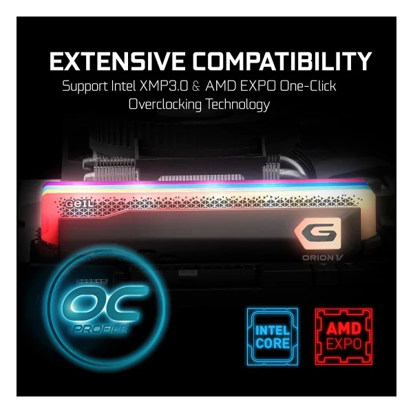 Geil Orion V RGB AMD 16 GB (2x16) 6400 MHz Cl42 Gavsg516gb6000c38csc DDR5 RAM - Görsel 3