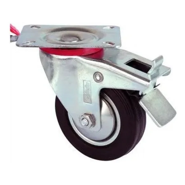 Servis Tekeri - Tablalı Frenli Siyah Döner - Çap 100 Mm - Görsel 2