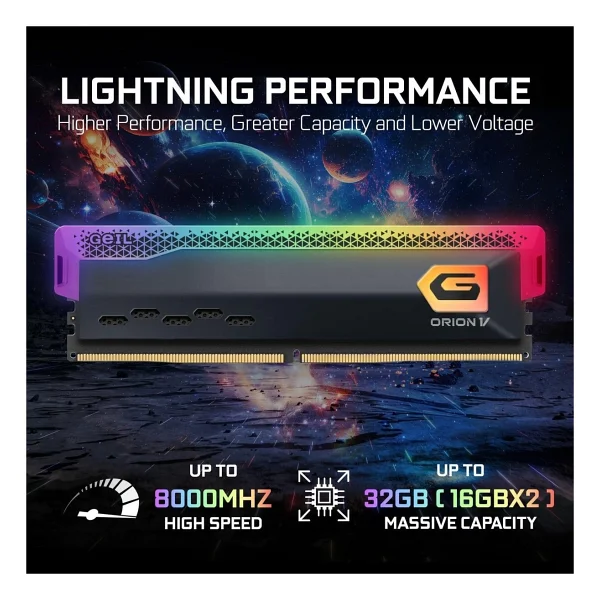 Geil Orion V RGB AMD 32 GB (2x16) 5200 MHz Cl38 Gavsg532gb5200c38bdc DDR5 RAM - Görsel 2