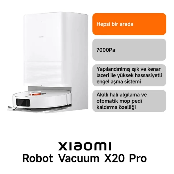 Xiaomi Robot Vacuum X20 Pro Çöp İstasyonlu Akıllı Robot Süpürge - Görsel 6