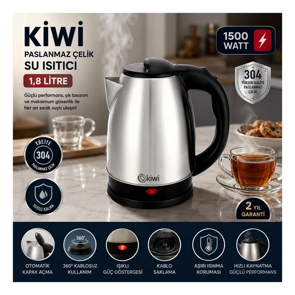 Kiwi Kk-333 1800 W 1.8 Lt Kettle - Görsel 2