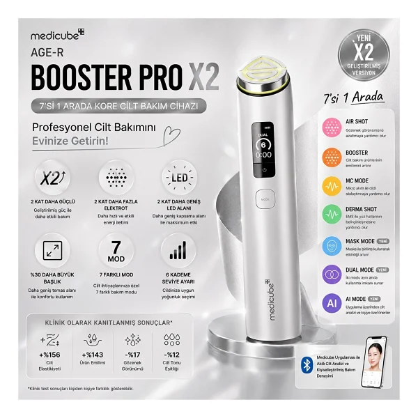 Medicube Age-R Booster Pro X2 7'si 1 Arada Pembe Kore Cilt Bakım Cihazı - Görsel 6