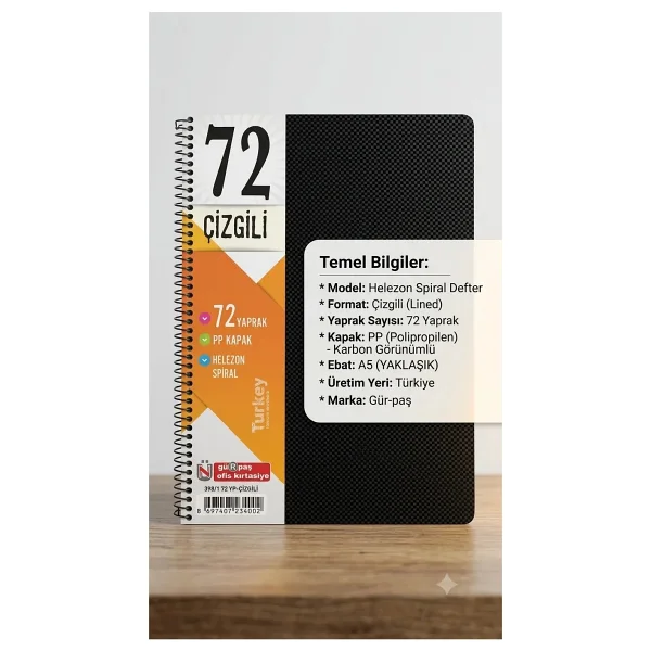Gıpta Chromo Spiralli A4 120 Yaprak Çizgili Defter - Görsel 2
