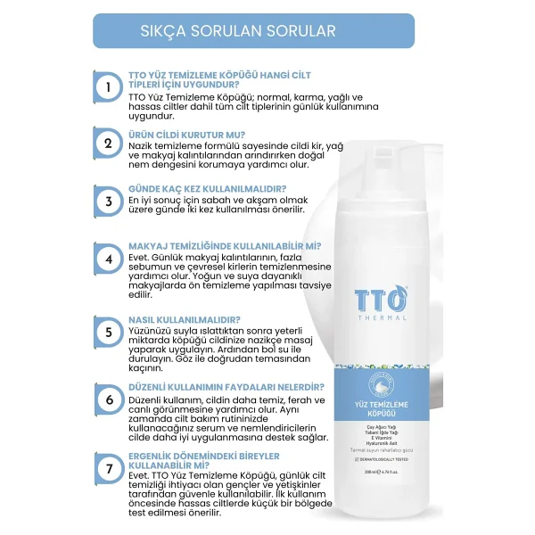 Tto Yüz Temizleme Köpüğü 200 Ml - Çay Ağacı Yağlı Arındırıcı Cilt Temizleyici Demodex'e Eğilimli Ciltler İçin - Görsel 8