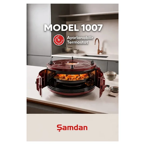 Şamdan 1007 Lüx 42 Lt Üstten Camlı Termostatlı Davul Fırın - Görsel 9