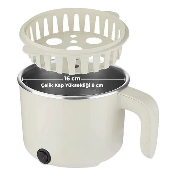 Elektrikli Mini Tencere 1 Litre Çorba Pilav Makarna Pişirici Çok Fonksiyonlu - Görsel 4