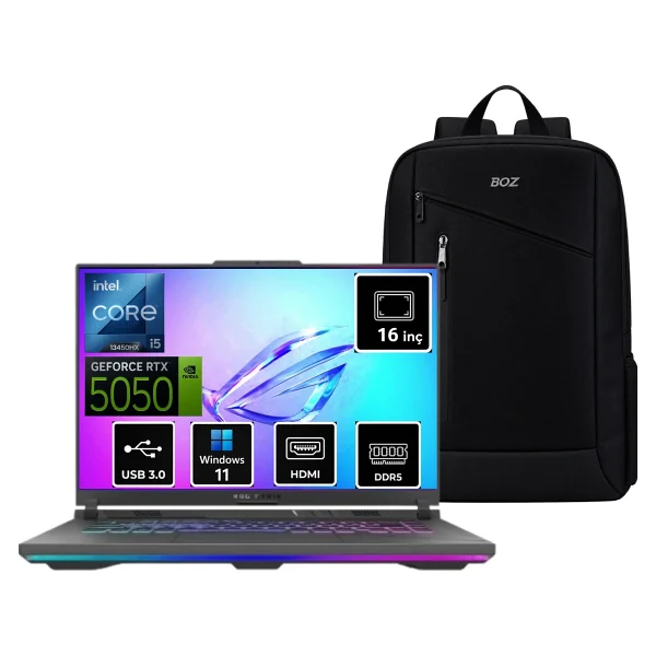 Asus Rog Strix G16 G615JH-N3112 Intel Core i5 13450HX 16GB 512GB SSD RTX5050 Freedos 16" Taşınabilir Bilgisayar - 512 GB - 16 GB - Görsel 7