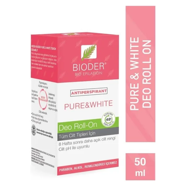 Bioder Antipersprant Pure & White Unisex Roll-On 50 Ml - Görsel 5