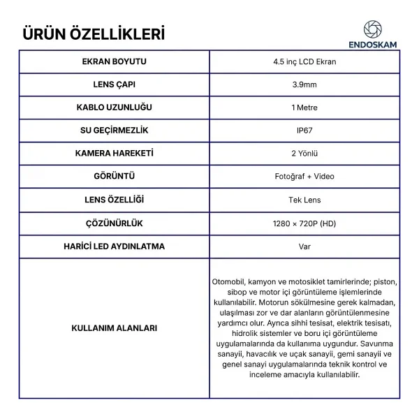 Ym Y400 360 Derece Oynar Başlı 3.9mm Lens 1 Metre Kablo Endüstriyel Endoskop Yılan Kamera - Görsel 2
