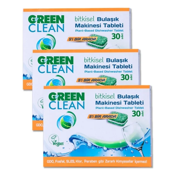 U Green Clean Bitkisel Bulaşık Makinesi Tableti 30'lu 3 Adet - Görsel 3