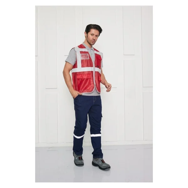 Orange Safety Mühendis Tipi İkaz Yeleği Kırmızı - Görsel 2
