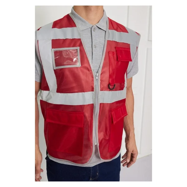 Orange Safety Mühendis Tipi İkaz Yeleği Kırmızı - Görsel 8
