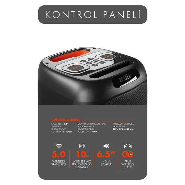 Powerway Mıo Mikrofonlu Bluetooth Hoparlör - Görsel 3