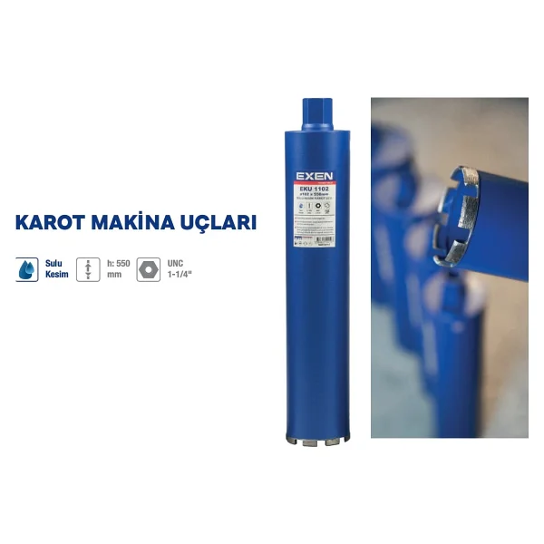 Exen EKU 1102 102x550 mm Sulu Kesim Elmas Karot Ucu