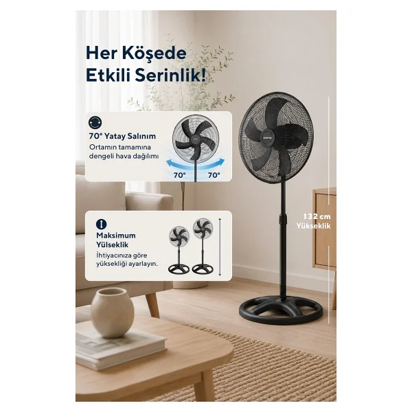 Kumtel Ktf-345 Ayaklı Vantilatör - Görsel 3