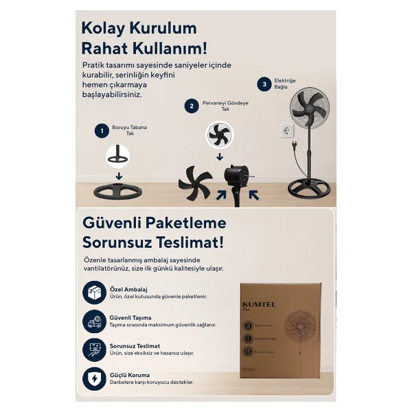 Kumtel Ktf-345 Ayaklı Vantilatör - Görsel 7