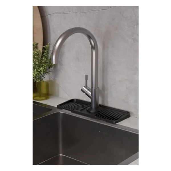 Musluk Matı Elastik Silikon Mutfak Ve Banyo Için Lavobo Su Tutucu Musluk Ve Batarya Matı Sıyah,515201744 - Görsel 4