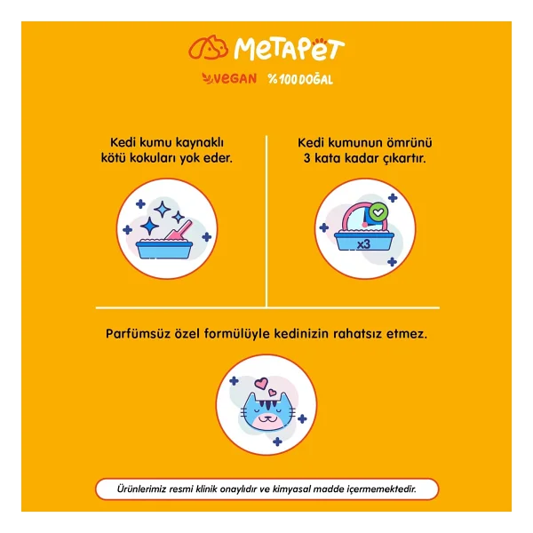 Metapet Parfümsüz 400 Ml Kedi Kumu Koku Giderici Sprey - Görsel 3