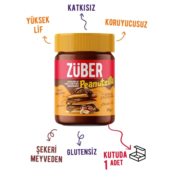 Züber Peanutzilla Kakaolu Fıstık Kreması 315 Gr - Görsel 2