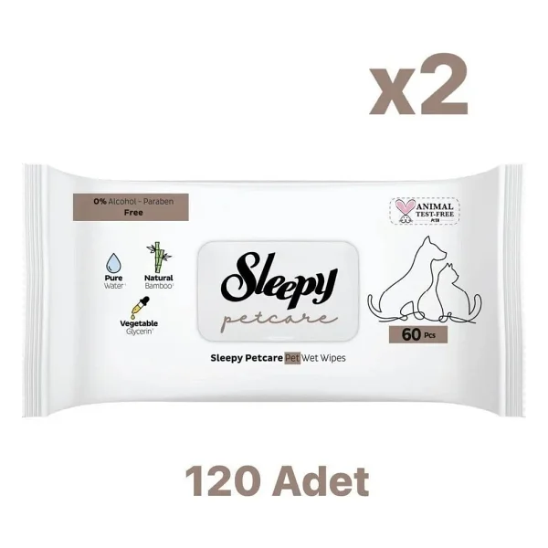 Sleepy Petcare Evcil Hayvan Islak Havlusu 60 X 2 Adet (120 Yaprak) - Görsel 5