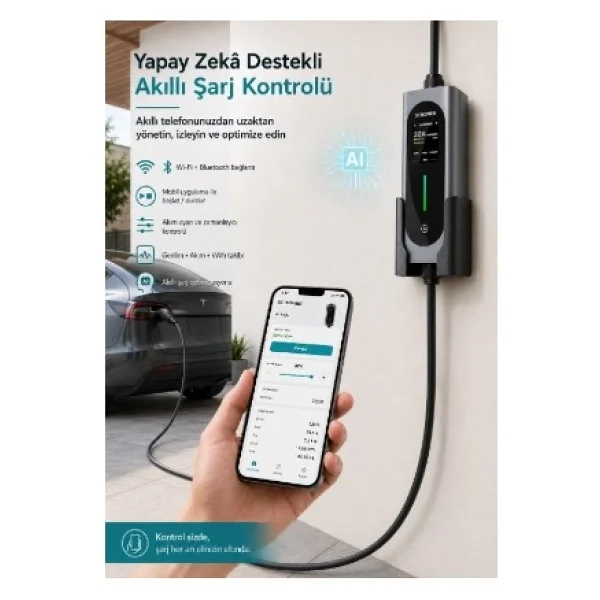 Schoner 22 Kw T2 Kablolu 5 M Elektrikli Araç Şarj İstasyonu - Görsel 3