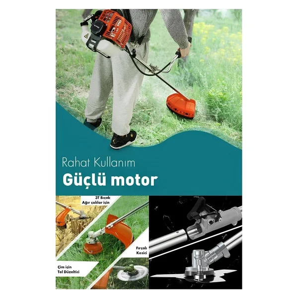 Prohummer Ph276 58cc 11000 Rpm Yan Tipi Benzinli Ot Çalı Çim Biçme Tırpanı (Turuncu) - Görsel 3