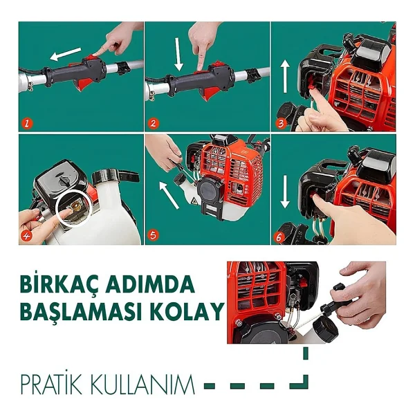 Prohummer Ph276 58cc 11000 Rpm Yan Tipi Benzinli Ot Çalı Çim Biçme Tırpanı (Turuncu) - Görsel 4