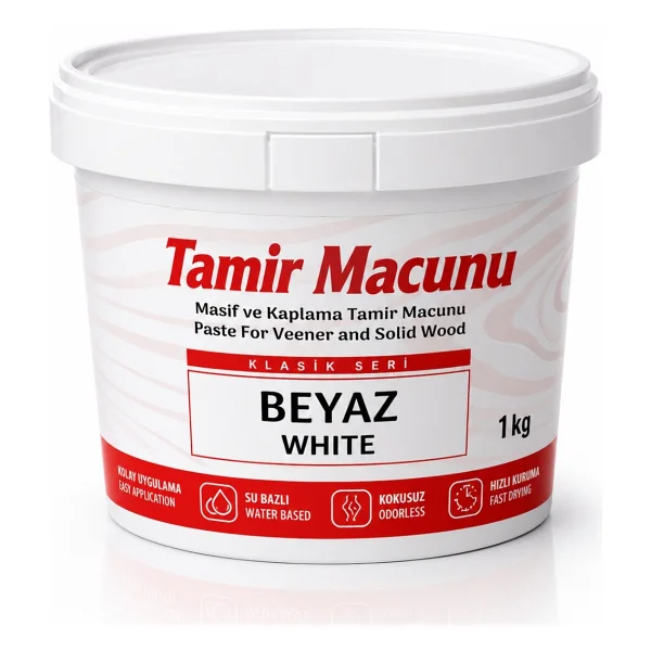 Ahşap Parke Çizik Giderici Masif Kaplama Beyaz Renk 1 Kg Tamir Dolgu Boşluk Doldurucu Onarım Macunu - Görsel 2