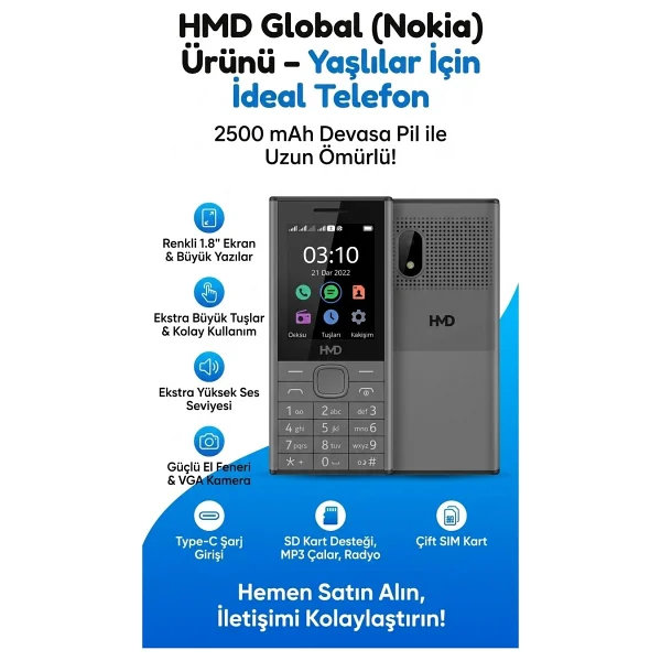 Nokia ( Hmd ) Kameralı Tuşlu Telefon - Siyah - Görsel 4