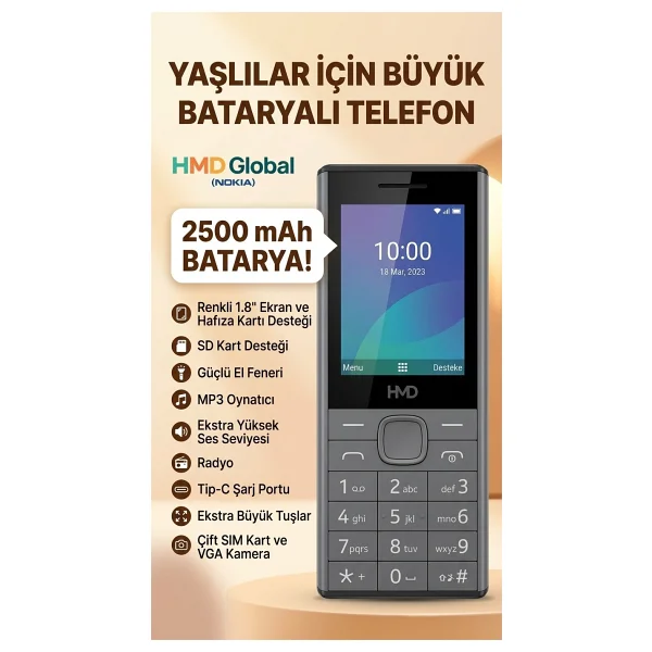 Nokia ( Hmd ) Kameralı Tuşlu Telefon - Siyah - Görsel 6
