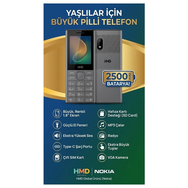 Nokia ( Hmd ) Kameralı Tuşlu Telefon - Siyah - Görsel 7