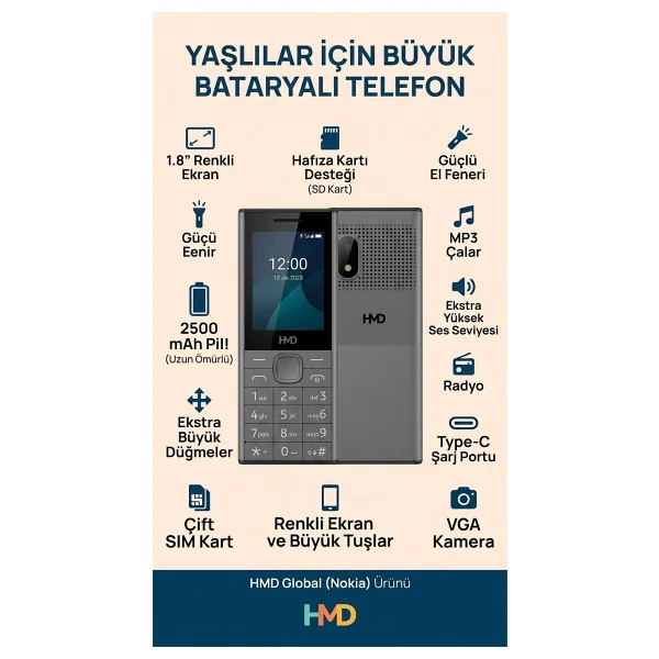 Nokia ( Hmd ) Kameralı Tuşlu Telefon - Siyah - Görsel 8