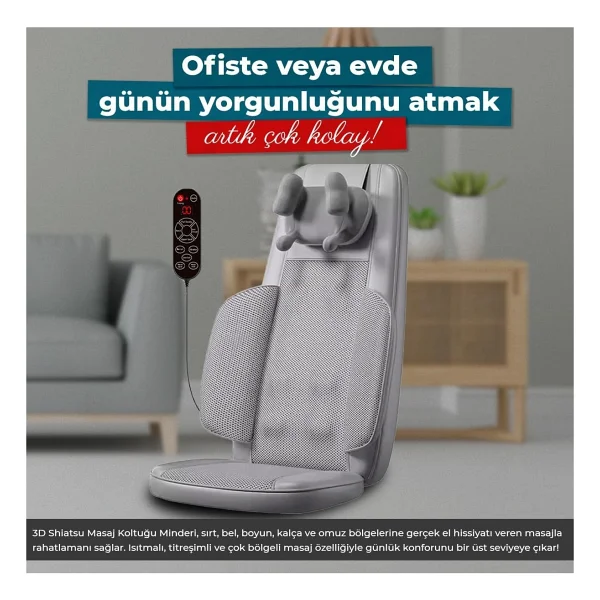 Relaxus Masaj Koltuğu Minderi Isıtmalı, Titreşimli, Sırt, Bel Ve Omuz Ofis Masaj Cihazı Ovma Yoğurma - Görsel 2