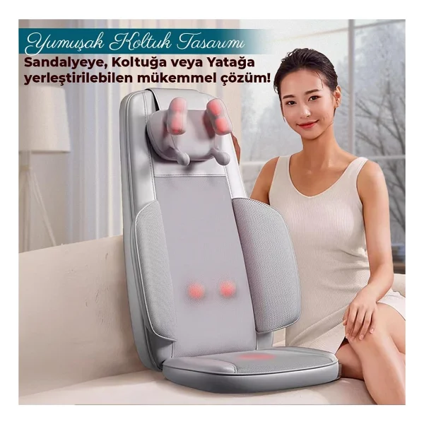 Relaxus Masaj Koltuğu Minderi Isıtmalı, Titreşimli, Sırt, Bel Ve Omuz Ofis Masaj Cihazı Ovma Yoğurma - Görsel 5