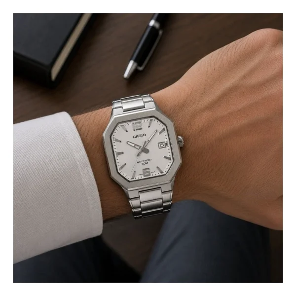 Casio Standart Mtp-B195d-7avdf Çelik Kordon Gümüş Kol Saati - Görsel 2